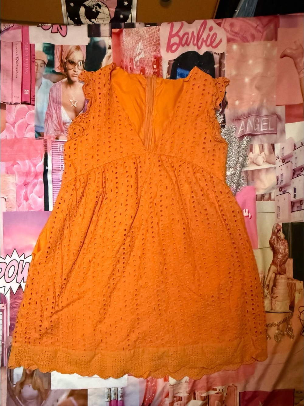 Orange Eyelet Sleeveless Summer Jumper